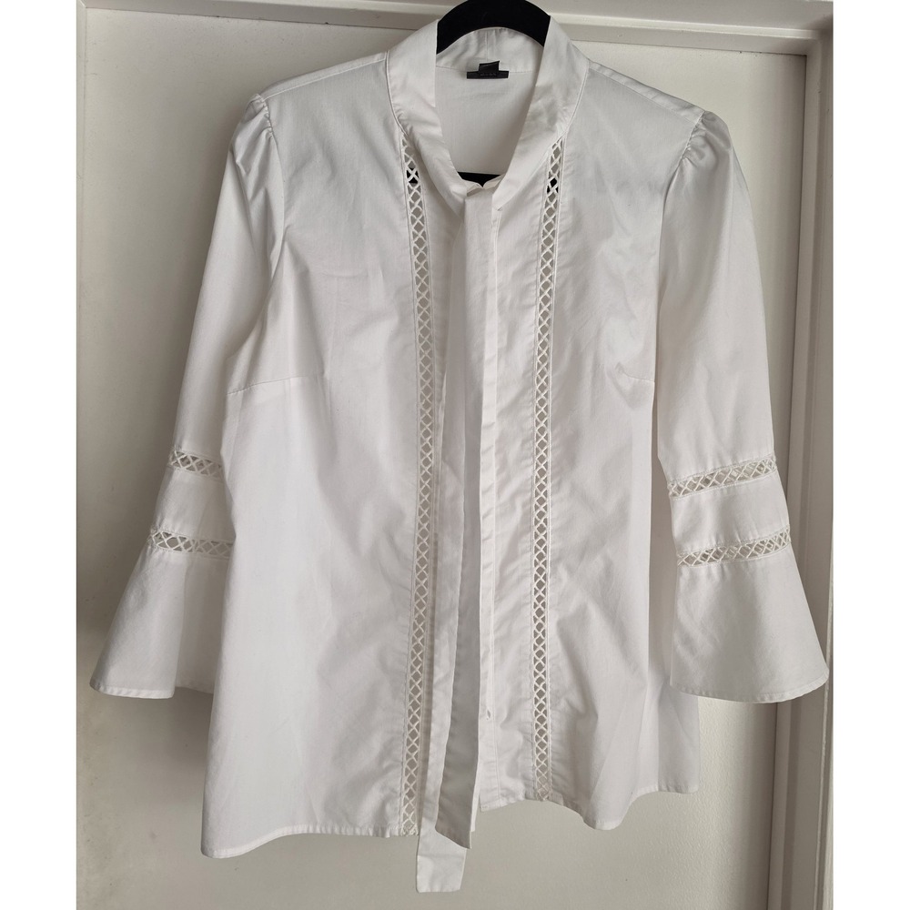 Worthington‎ Womens Blouse Size 12 White Cotton Blend Stretch